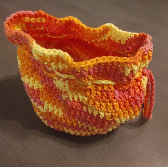 Sunset color handmade handbag with drawstring - Picture 2 of 4